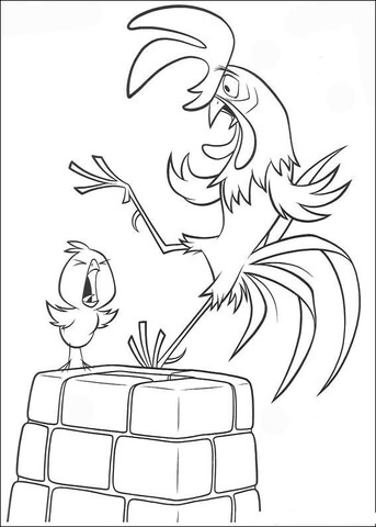 The Cock And A Chicken Coloring Page